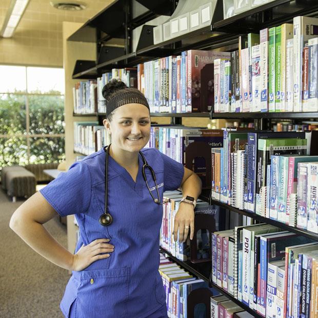 Student in the library